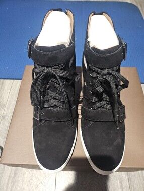 Paolo Black Suede High-Top Sneakers with Ankle Strap